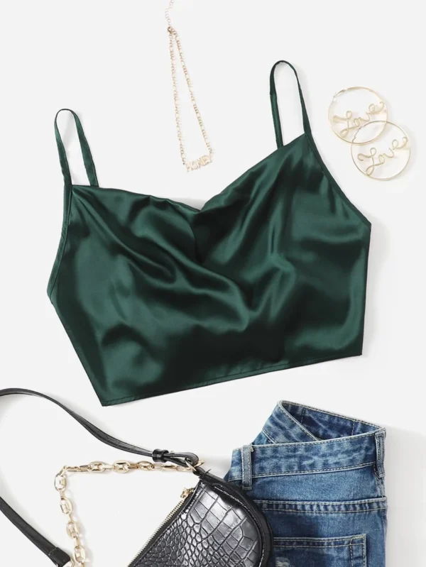 Top de tirantes corto de sat?n con cord?n trasero