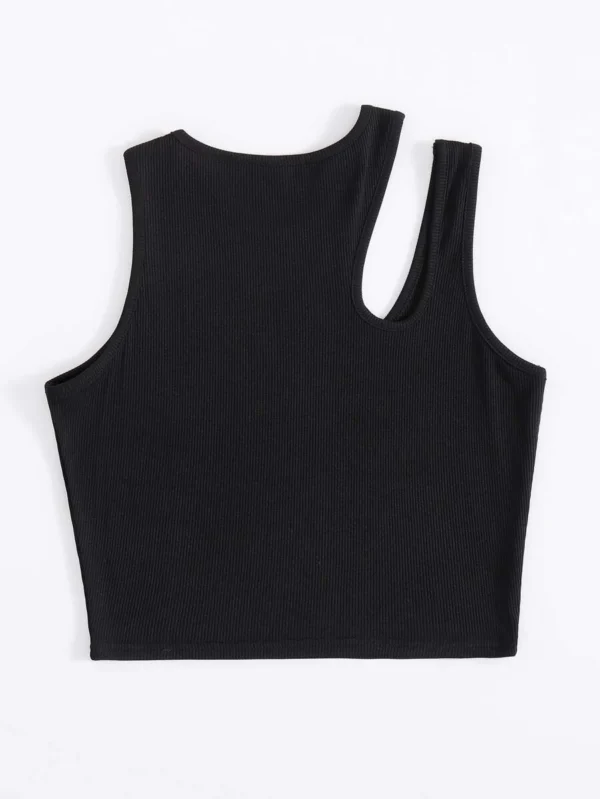 Top tank corto tejido de canal? de cuello asim?trico - Imagen 2