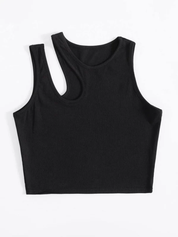 Top tank corto tejido de canal? de cuello asim?trico - Imagen 3
