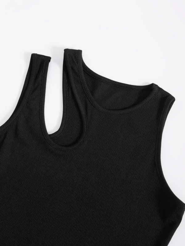 Top tank corto tejido de canal? de cuello asim?trico - Imagen 4