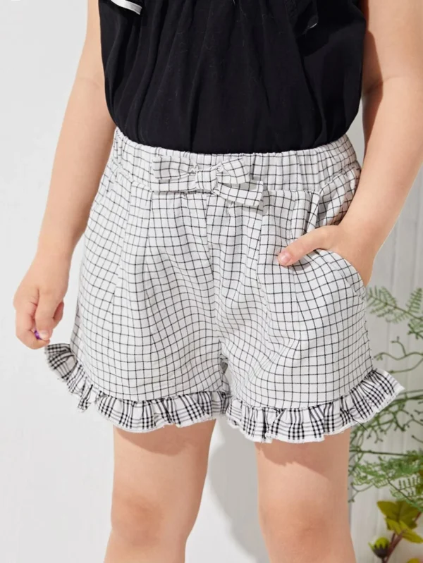 Shorts con peque?os Bolsillos A cuadros Dulce - Imagen 4