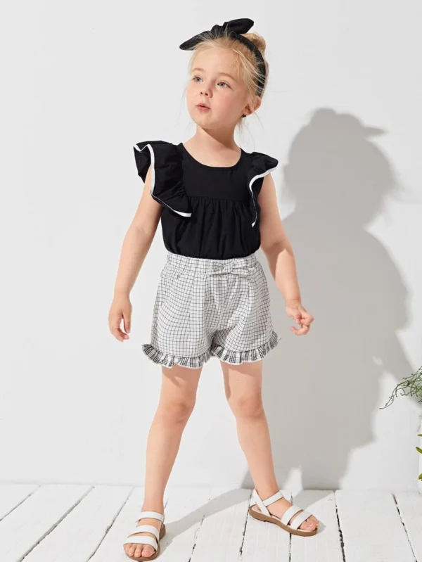 Shorts con peque?os Bolsillos A cuadros Dulce - Imagen 2