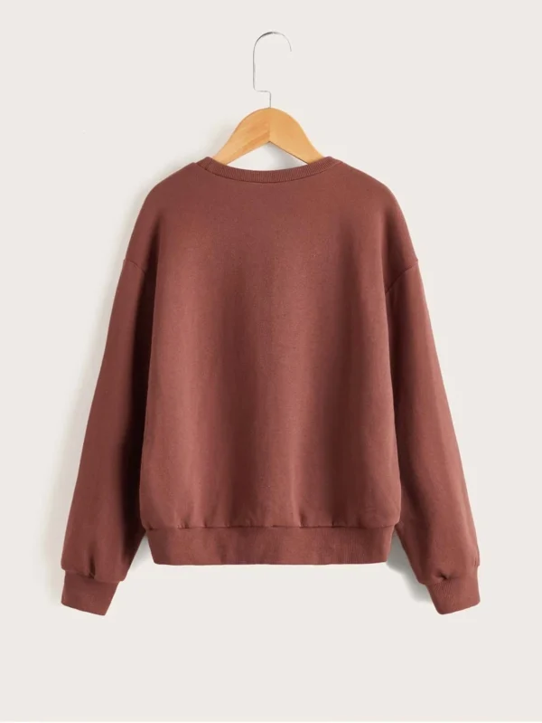 Sudadera con estampado de ?rbol de coco y letra de hombros ca?dos - Imagen 4