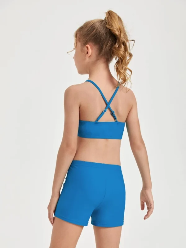 Ba?ador bikini con shorts unicolor cruzado trasero - Imagen 3
