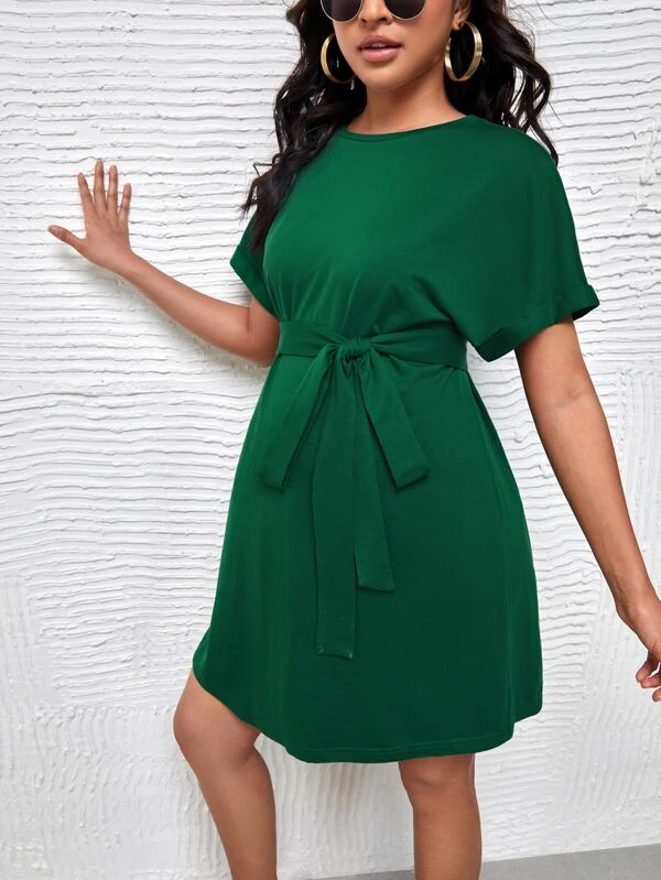 Vestido con cintur?n de manga enrollada - Imagen 4