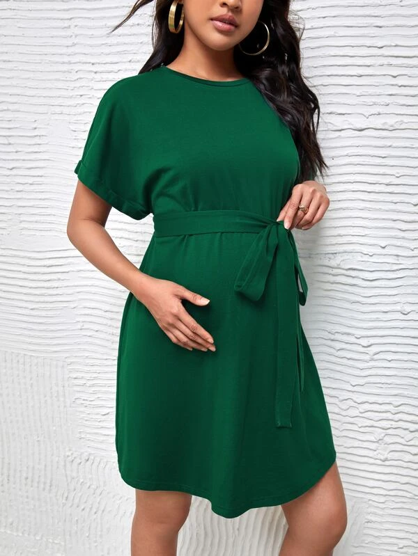 Vestido con cintur?n de manga enrollada - Imagen 2