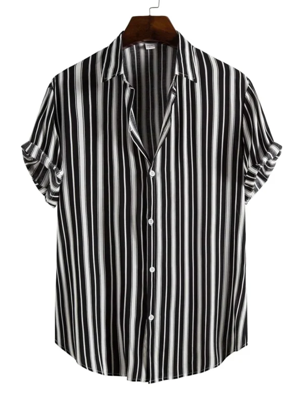 Camisas para hombre Bot?n delantero A rayas Preppy