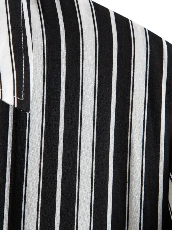 Camisas para hombre Bot?n delantero A rayas Preppy - Imagen 2