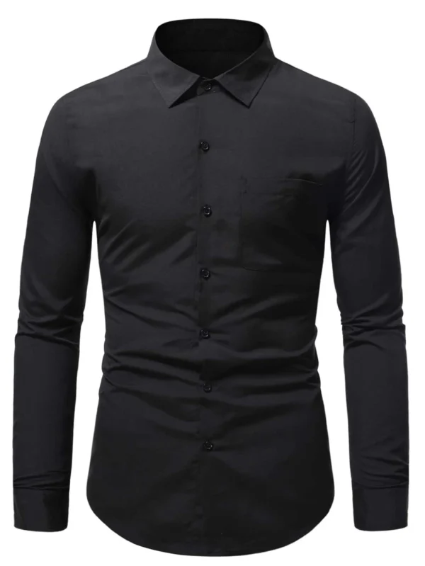 Camisas para hombre Bot?n delantero Liso Trabajo - Imagen 3