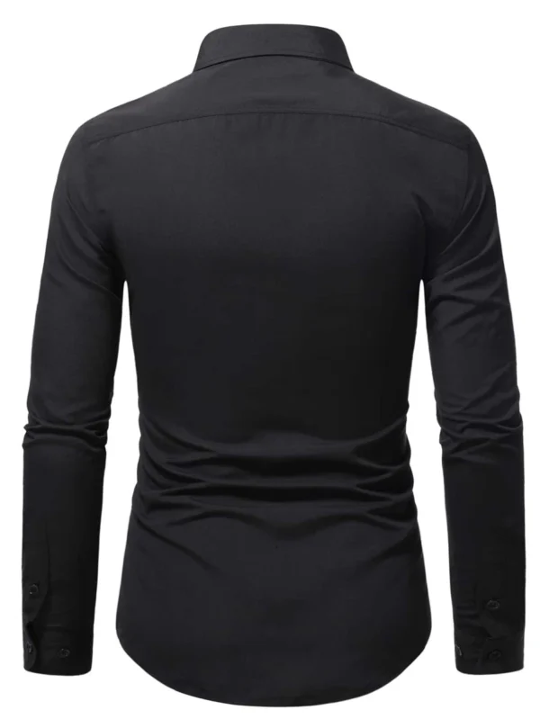 Camisas para hombre Bot?n delantero Liso Trabajo - Imagen 2