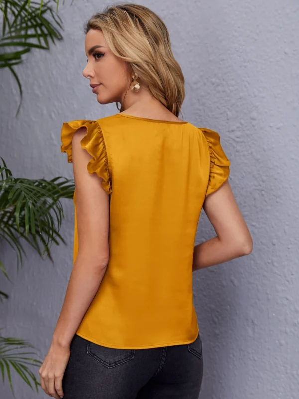 Blusa de cuello V sisa con fruncido - Imagen 5
