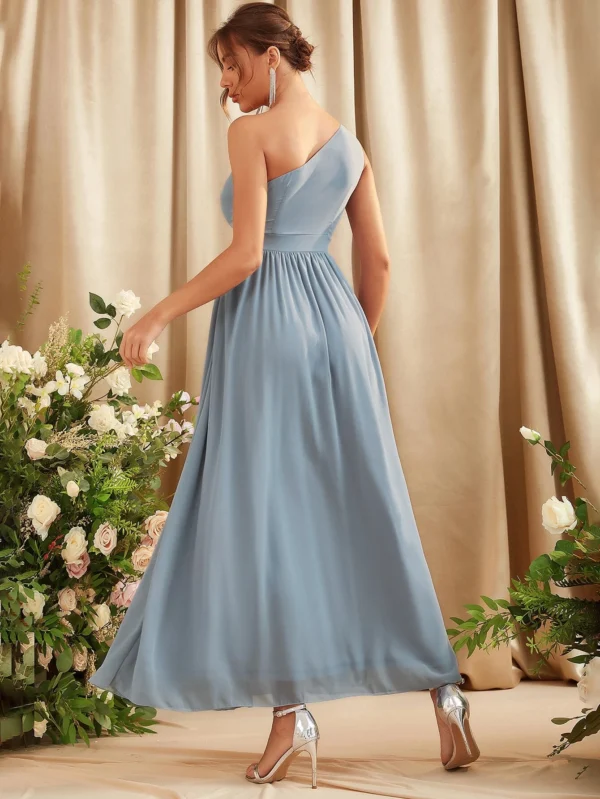 Vestido de un hombro de muslo con abertura - Imagen 6