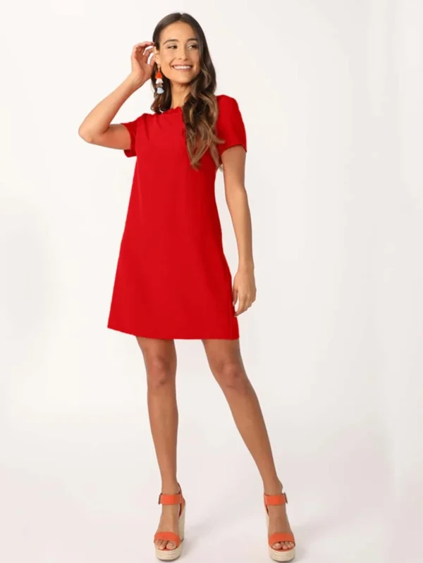 Vestido t?nico unicolor de cuello redondo