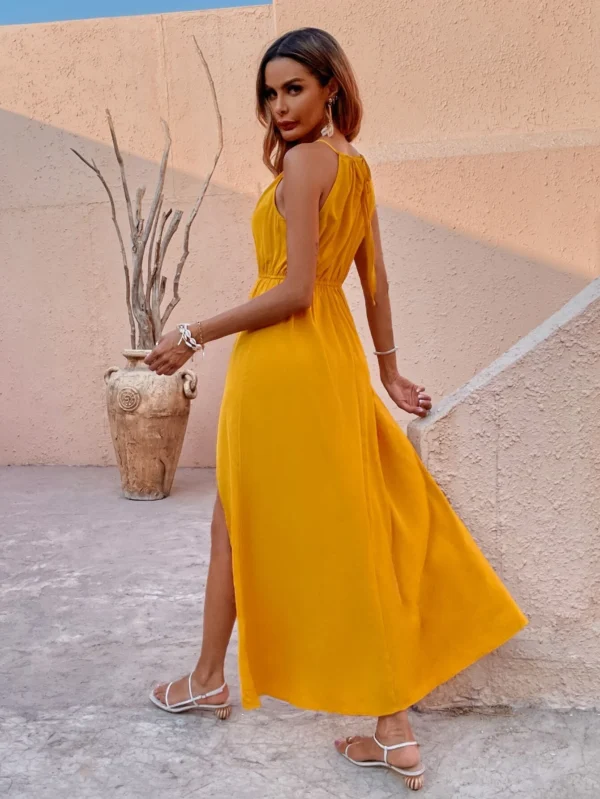 Vestido halter de muslo con abertura - Imagen 6