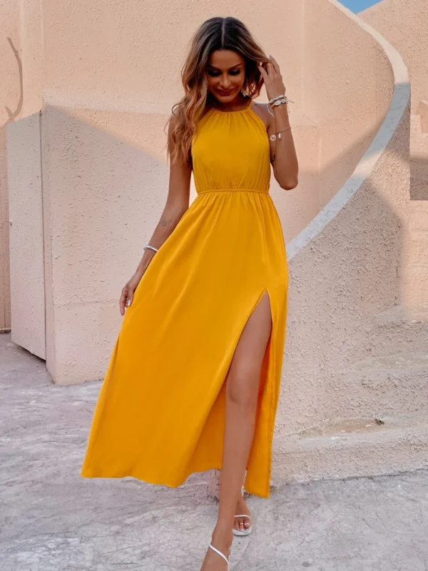 Vestido halter de muslo con abertura - Imagen 3