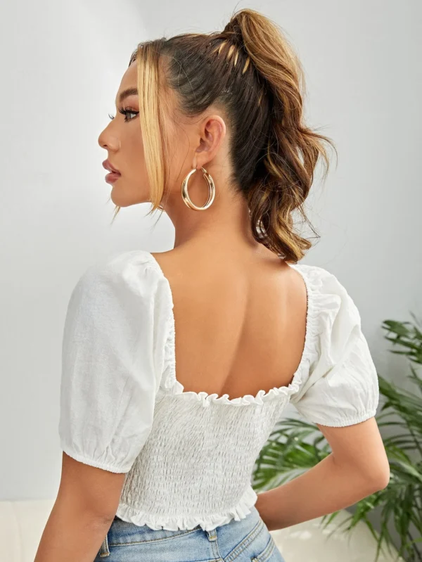 Camisa corta con cord?n fruncido con corchete - Imagen 5