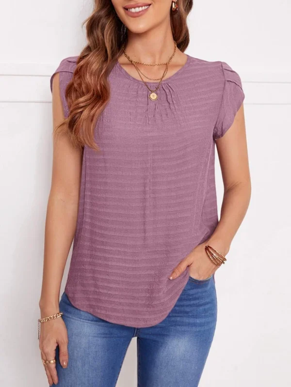 Blusa unicolor manga tulip?n de espalda con abertura de ojo