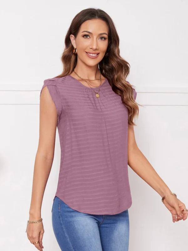 Blusa unicolor manga tulip?n de espalda con abertura de ojo - Imagen 2