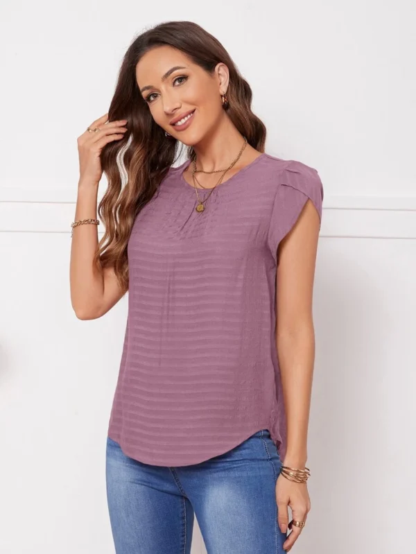 Blusa unicolor manga tulip?n de espalda con abertura de ojo - Imagen 4