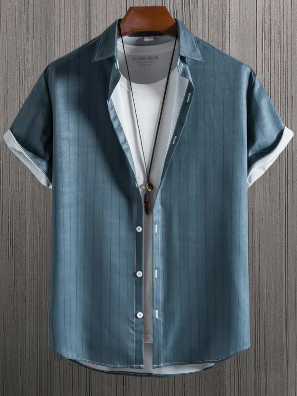 Camisa al azar de rayas con bot?n delantero sin camiseta