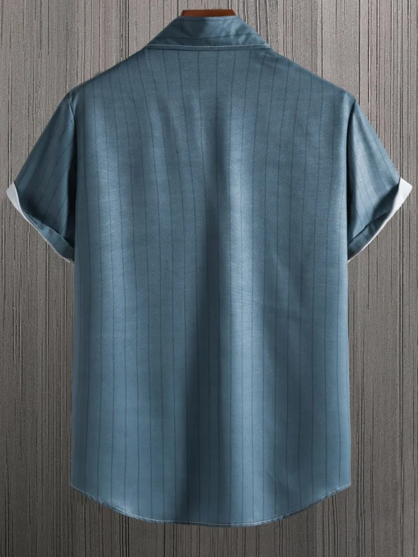 Camisa al azar de rayas con bot?n delantero sin camiseta - Imagen 4