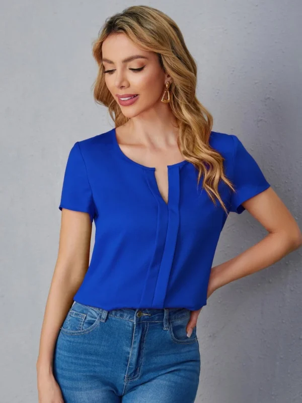 Top de cuello notch con fruncido