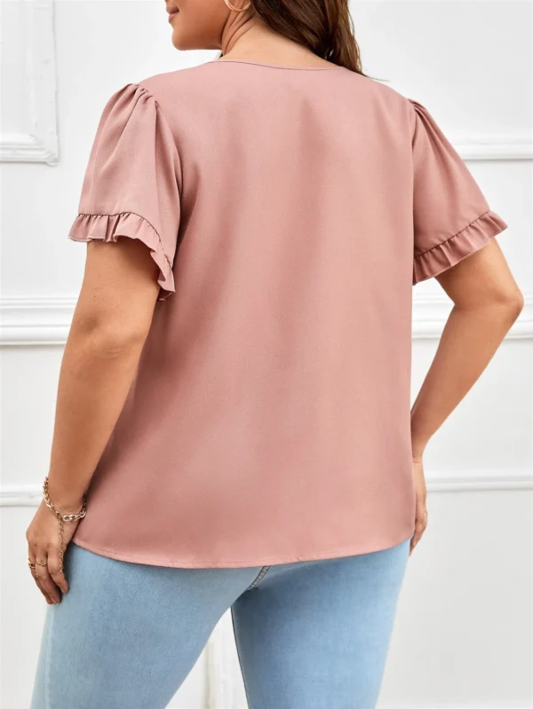 Blusa unicolor ribete con fruncido - Imagen 3
