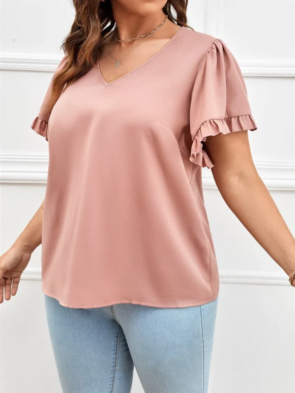 Blusa unicolor ribete con fruncido