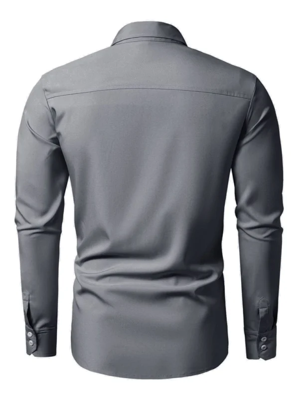 Camisa con bot?n delantero unicolor - Imagen 4