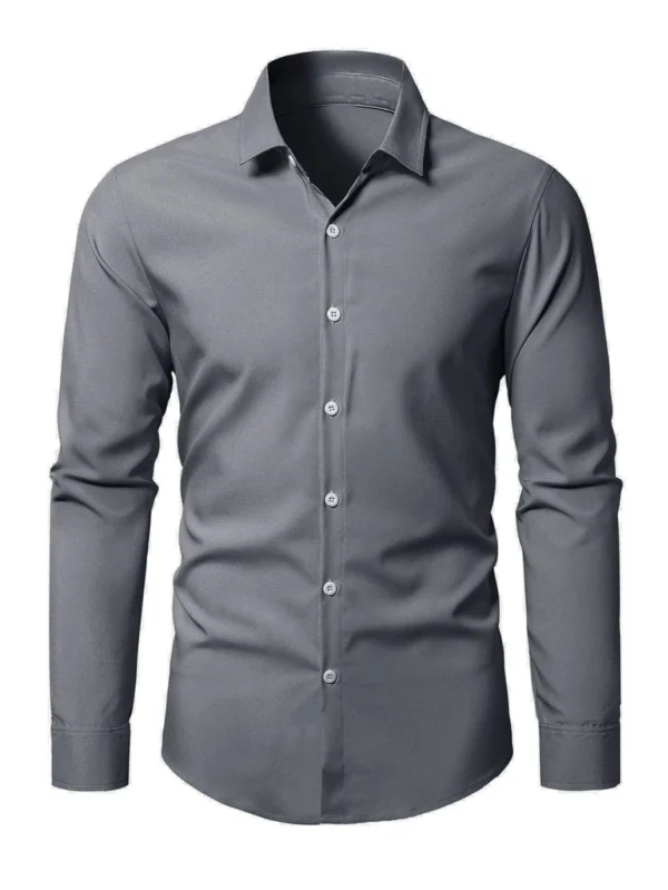 Camisa con bot?n delantero unicolor - Imagen 3