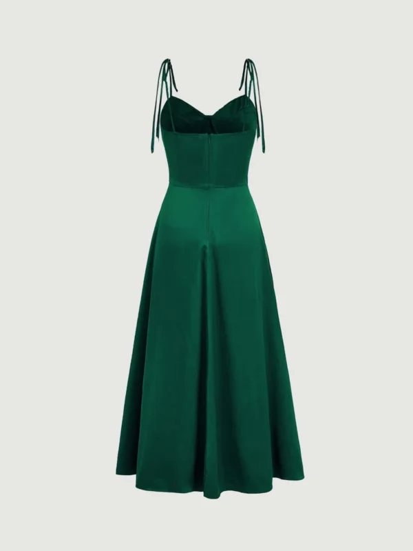 Vestido de tirantes de sat?n de muslo con abertura - Imagen 3