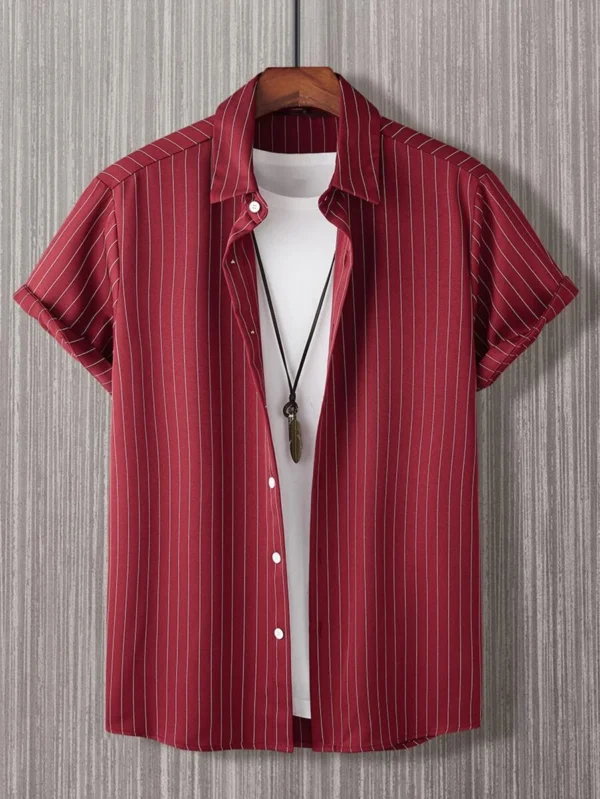 Camisa de rayas con bot?n delantero sin camiseta
