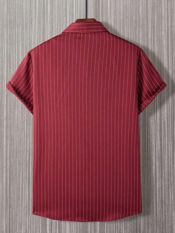 Camisa de rayas con bot?n delantero sin camiseta - Imagen 4