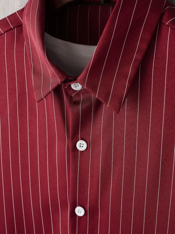 Camisa de rayas con bot?n delantero sin camiseta - Imagen 2