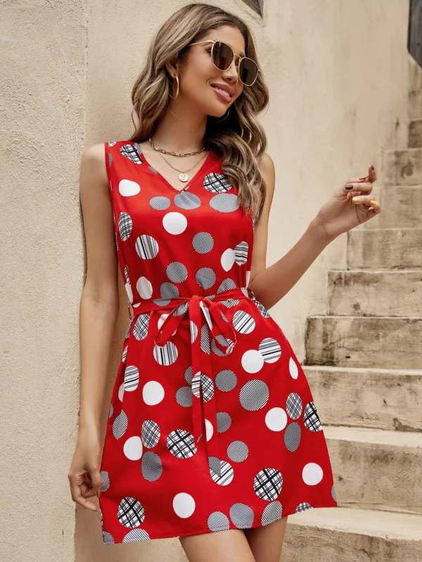 Vestido con estampado de lunares