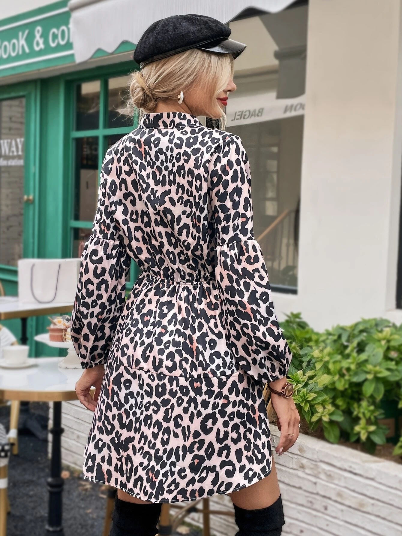 Vestido camisero con estampado de leopardo sin cintur?n - Imagen 6