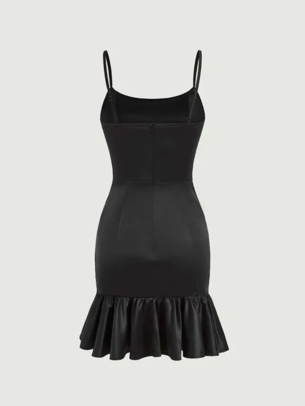 Vestido de tirantes fruncido bajo con fruncido de sat?n - Imagen 2