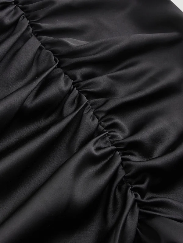 Vestido de tirantes fruncido bajo con fruncido de sat?n - Imagen 4