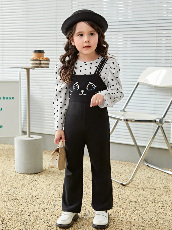 Blusa con estampado de lunares de manga farol - Imagen 4