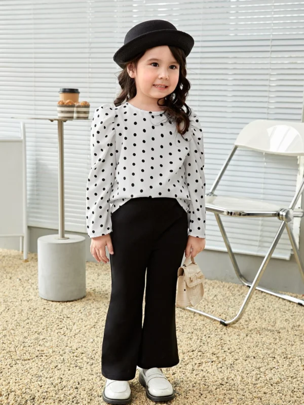 Blusa con estampado de lunares de manga farol - Imagen 2