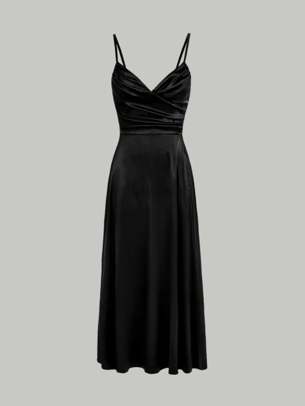 Vestido de tirantes de sat?n fruncido
