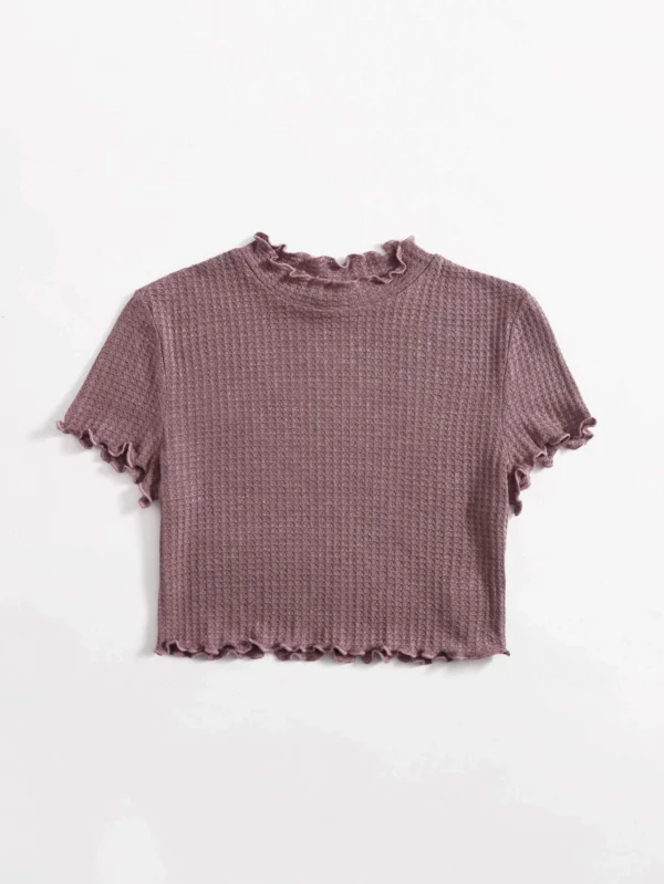 Camiseta tejida waffle ribete en forma de lechuga - Imagen 4