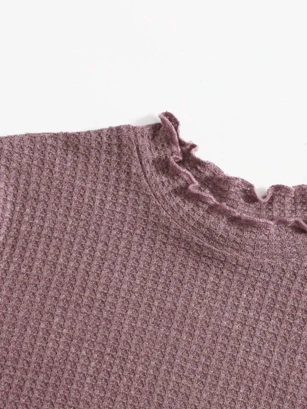 Camiseta tejida waffle ribete en forma de lechuga - Imagen 2