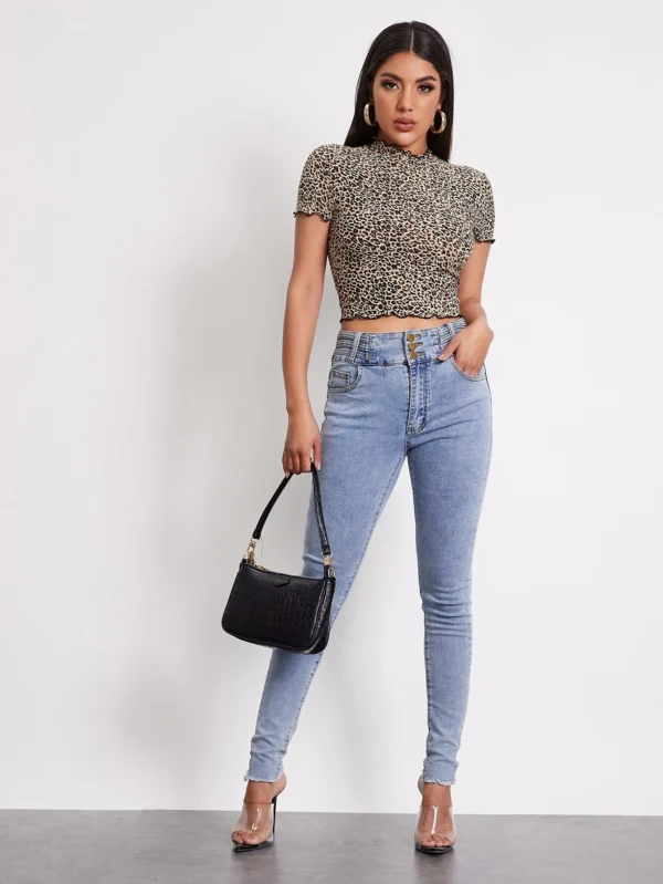 Camisetas Acaracolado Leopardo Casual - Imagen 3
