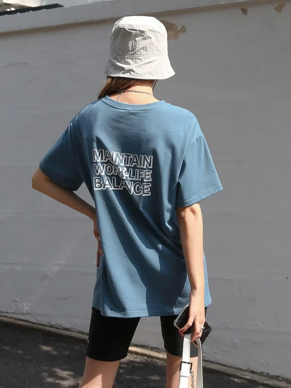 Camiseta de hombros ca?dos con estampado de letra - Imagen 8
