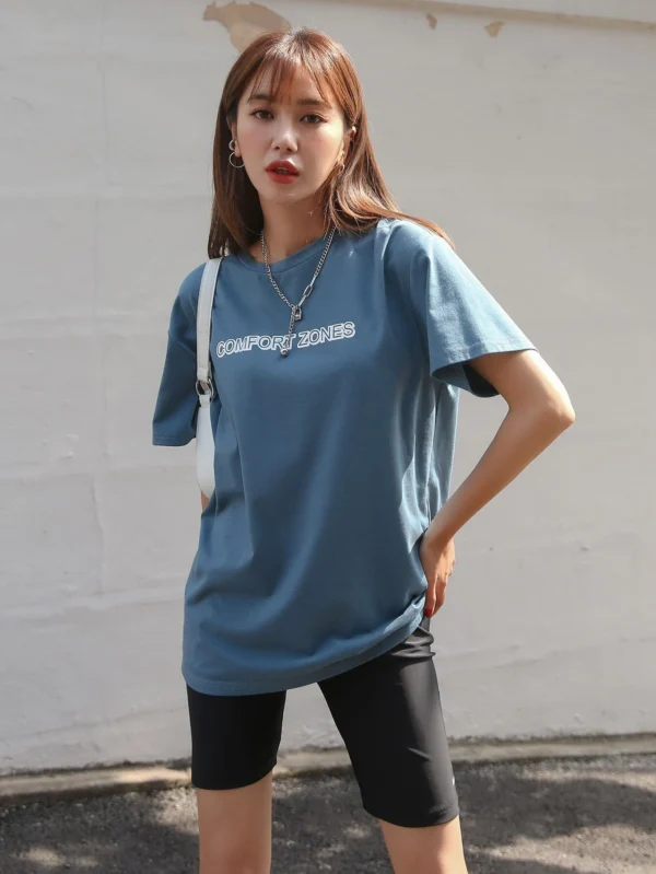 Camiseta de hombros ca?dos con estampado de letra - Imagen 5