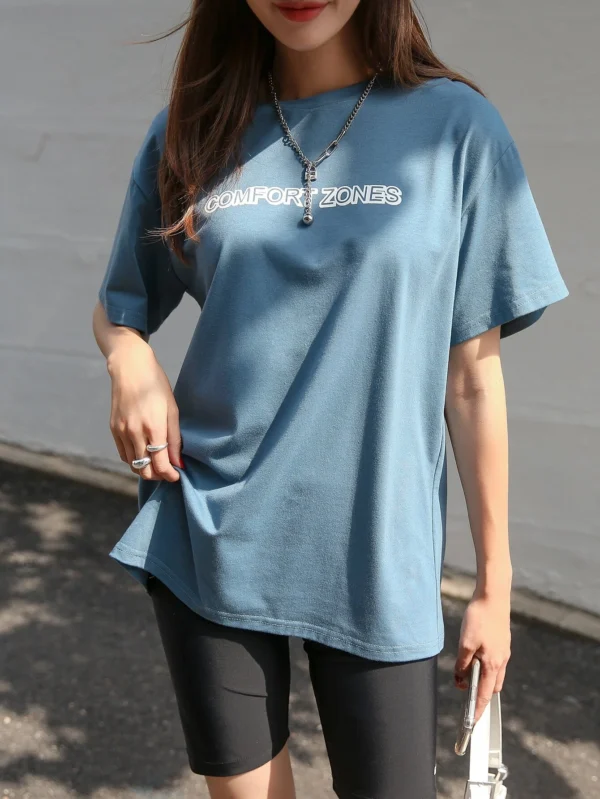 Camiseta de hombros ca?dos con estampado de letra - Imagen 4