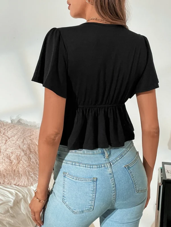 Camiseta panel con encaje peplum - Imagen 5