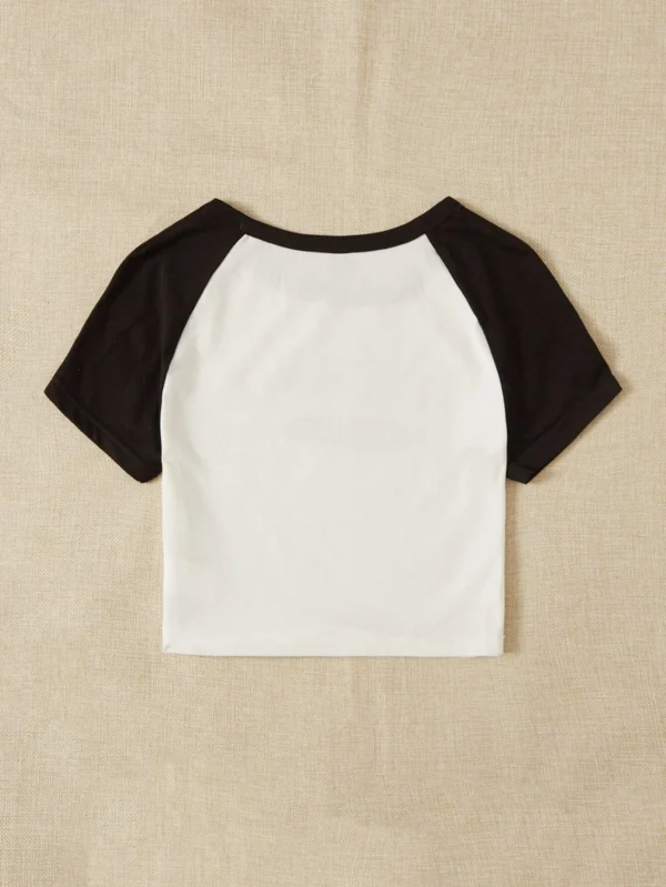 Camiseta con estampado de letra de manga ragl?n - Imagen 6