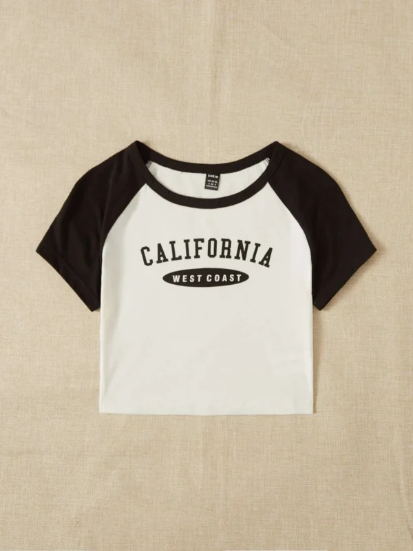 Camiseta con estampado de letra de manga ragl?n - Imagen 5